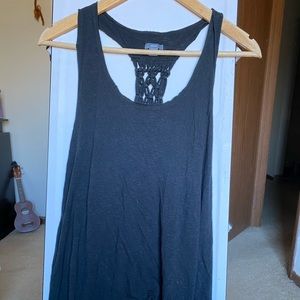 Black open back tank top